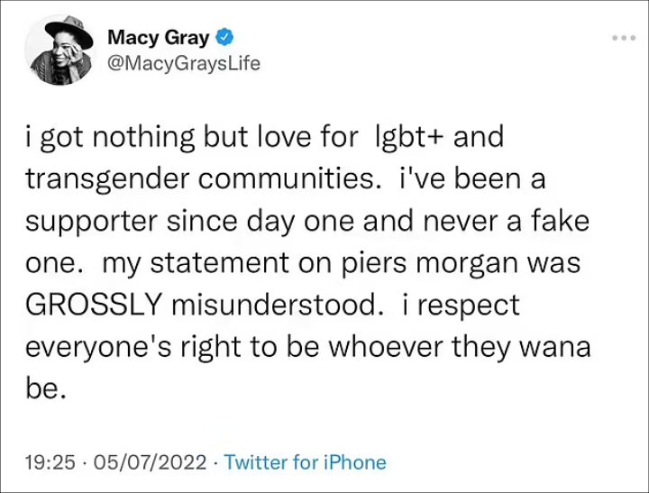Macy Gray's Tweet