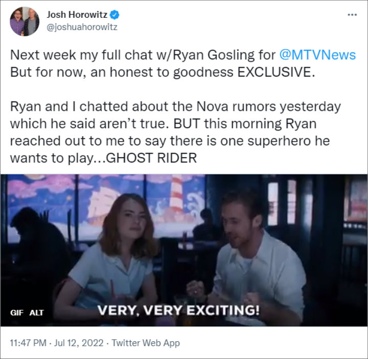 Josh Horowitz's Tweet
