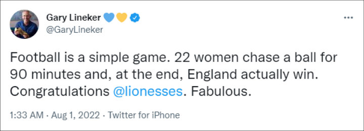 Gary Lineker's Tweet