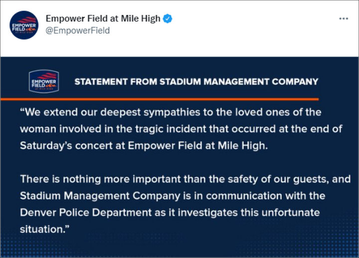 The Empower Field at Mile High stadium's statement