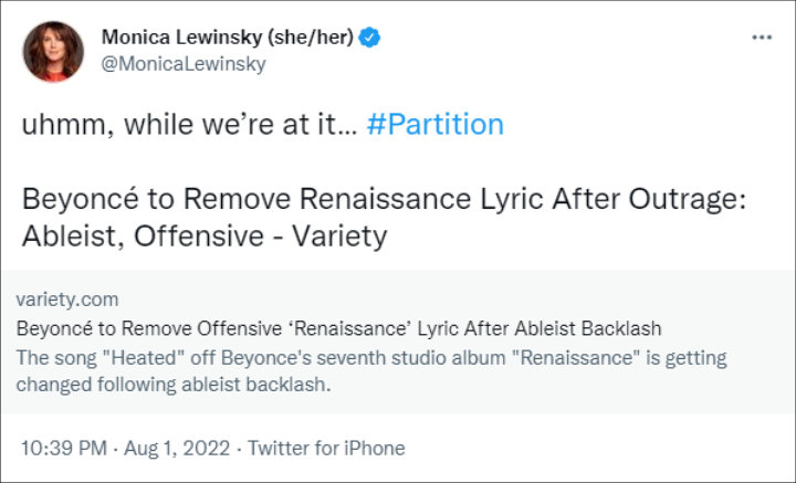 Monica Lewinsky's Tweet