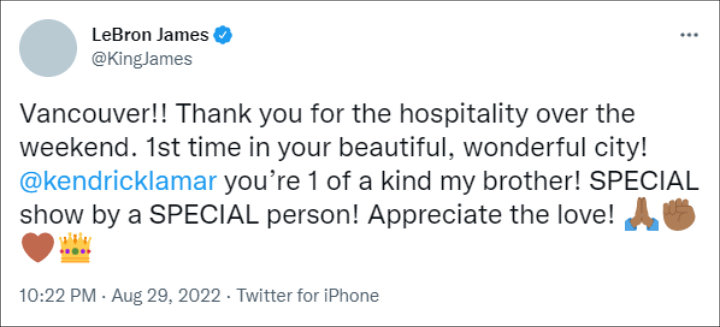 LeBron James' tweet