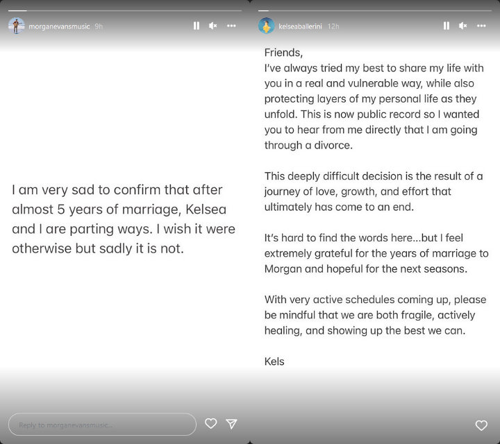 Morgan Evans and Kelsea Ballerini's Divorce Announcement