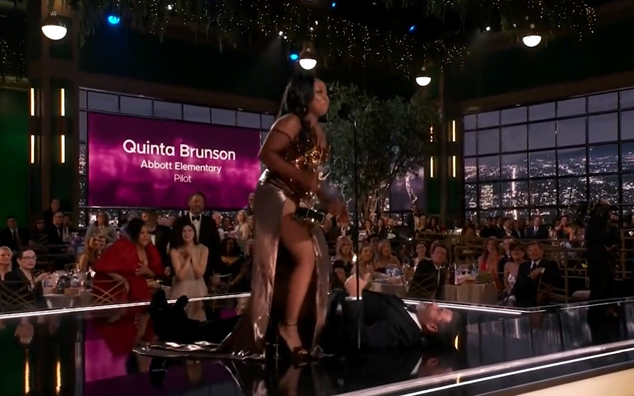 Quinta Brunson Unfazed by Jimmy Kimmel 'Playing Dead' During Her Speech at 2022 Emmys