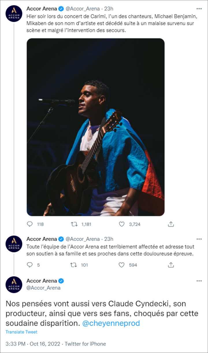 Photo-INFO</strong>Accor Arena addressed Mikabean's death.[photo