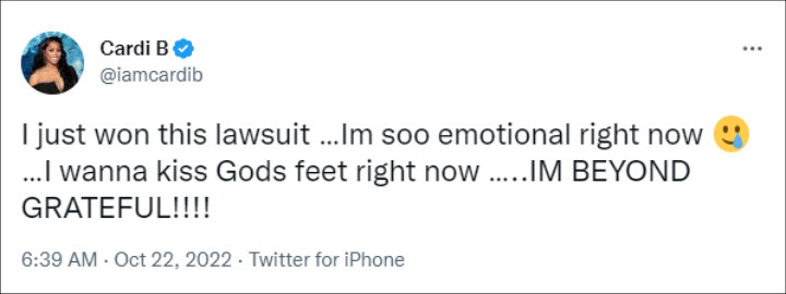 Cardi B's tweet