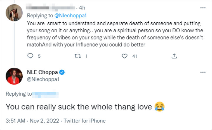 LE Choppa's tweet