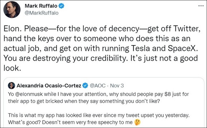 Mark Ruffalo urges Elon Musk to resign