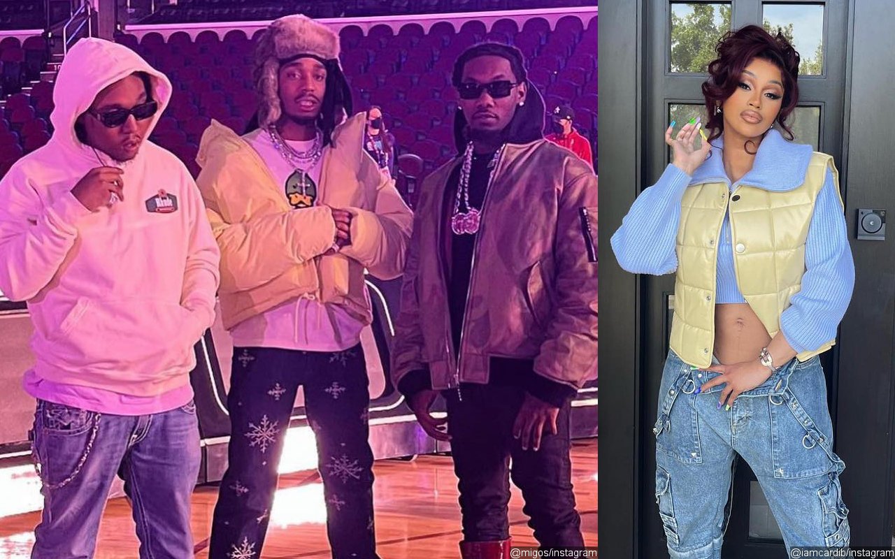 Quavo Reunites With Offset and Cardi B at Takeoff's Wake
