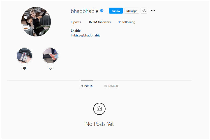 Bhad Bhabie's Instagram Page