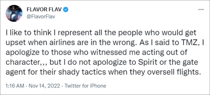 Flavor Flav's tweet