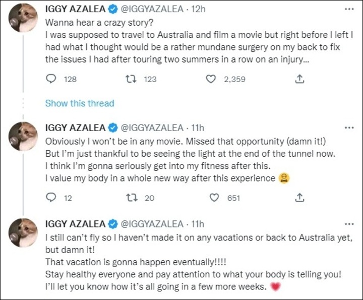 Iggy Azalea reveals health issues