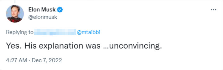 Elon Musk's tweet