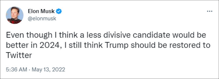 Elon Musk's tweet