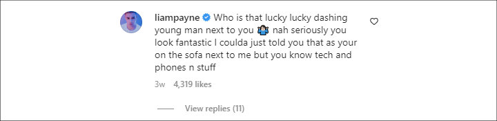 Liam Payne's IG Comment