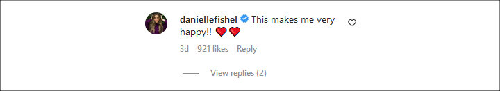 Danielle Fishel's IG comment