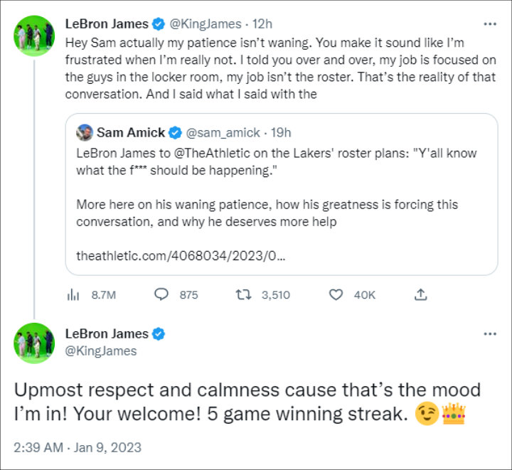 LeBron James' tweets