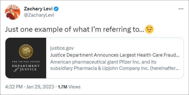 Zachary Levi's Tweet