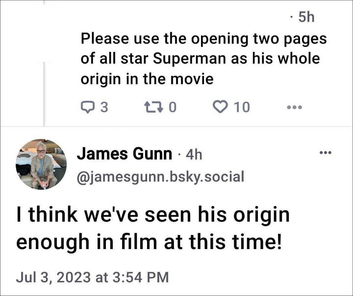 James Gunn's Response to a Fan's Question