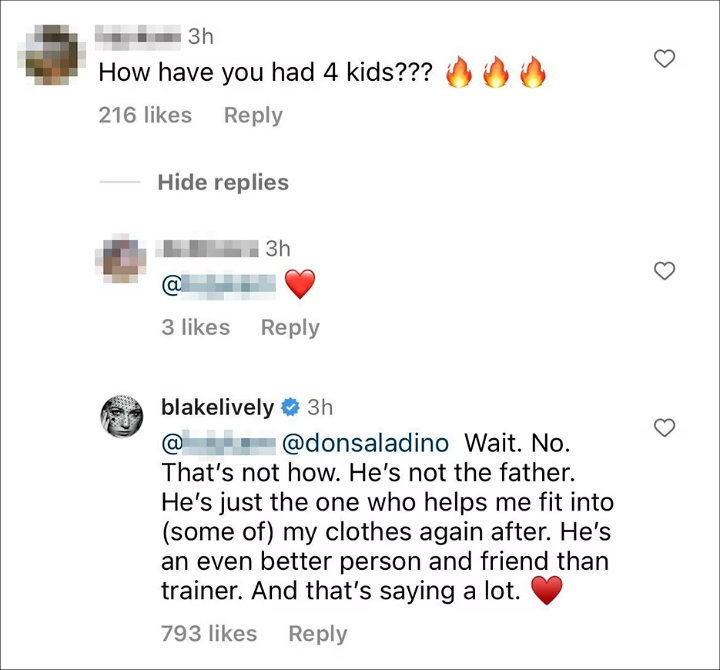 Blake Lively's IG Comment