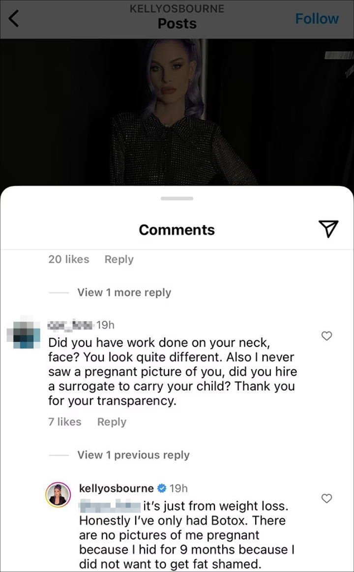 Kelly Osbourne Instagram Comment