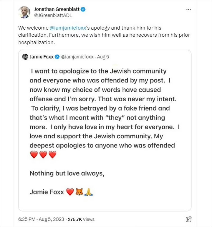 Jonathan Greenblatt's Tweet