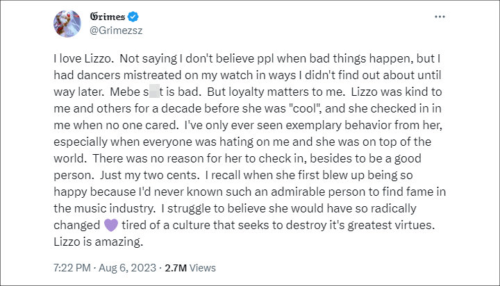 Grimes' tweet