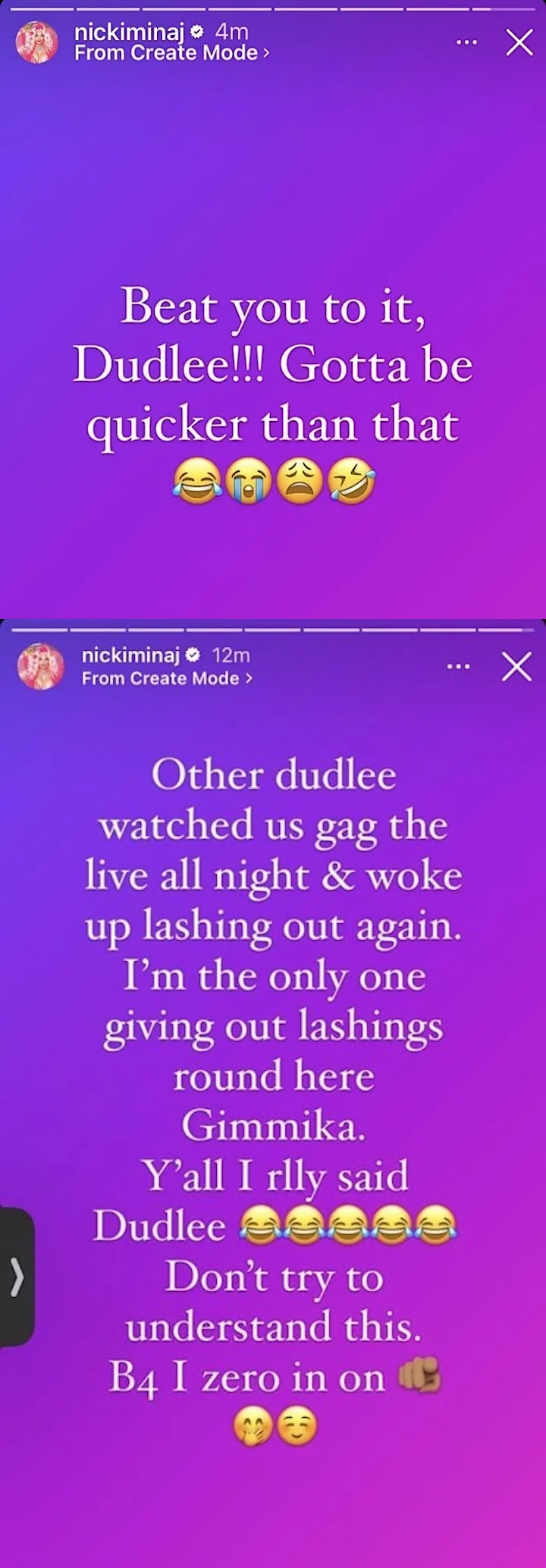 Nicki Minaj's IG posts