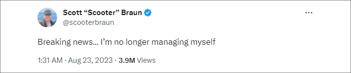 Scooter Braun's Tweet