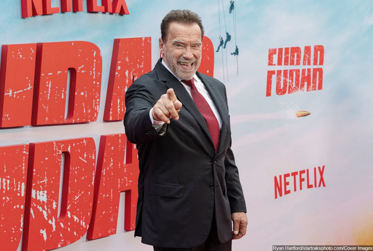 Arnold Schwarzenegger Wears Protective Cast After Elbow Surgery