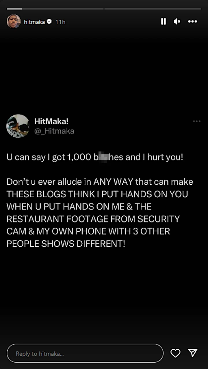 Hitmaka's IG Story