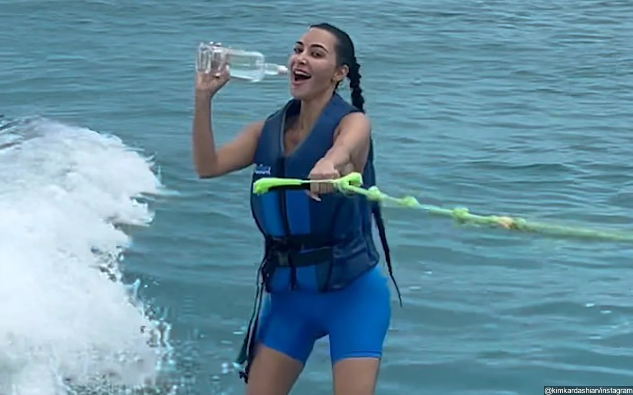Kim Kardashian Hilariously Wipes Out on Wakeboard While Promoting Kendall Jenner's 818 Tequila