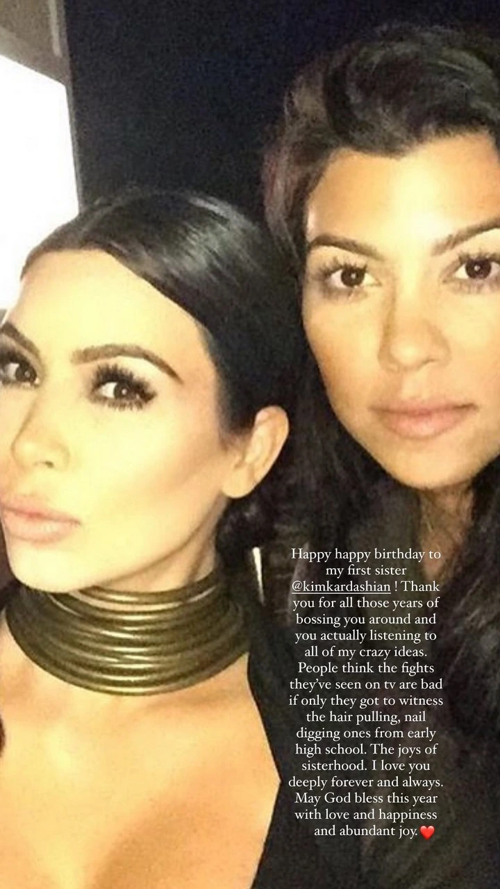 Kourtney Kardashian sends love to Kim Kardashian on her birthday
