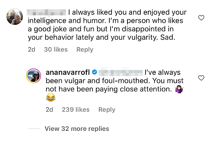 Ana Navarro Instagram comment