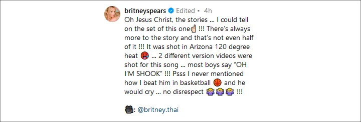 Britney Spears' IG Caption