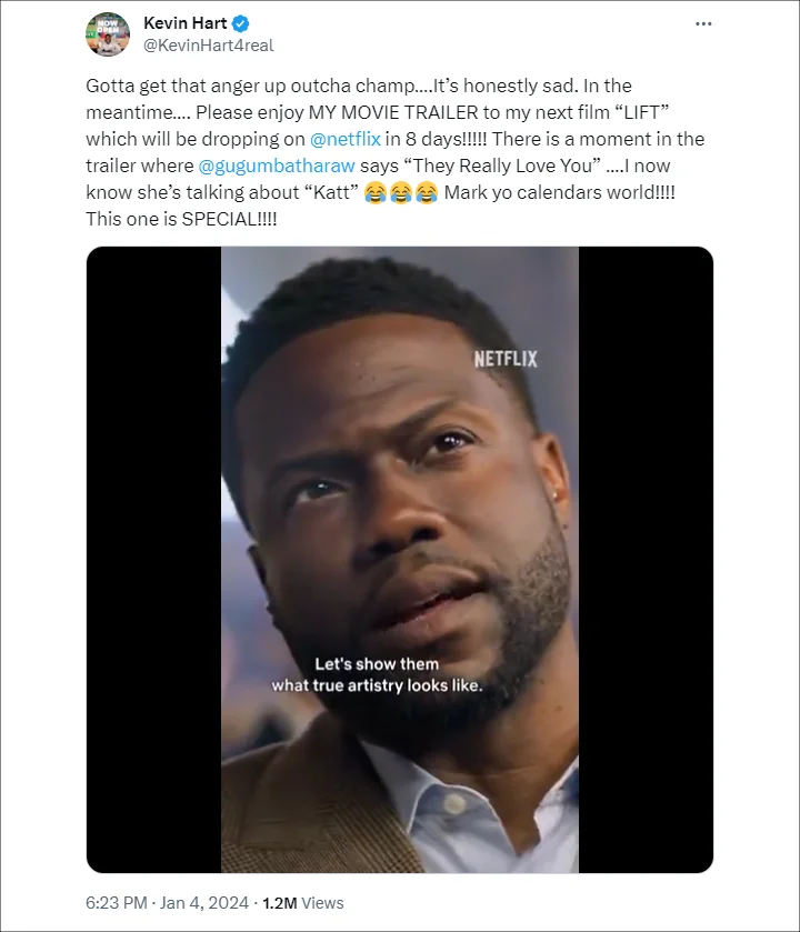 Kevin Hart's X post