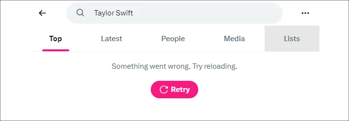 Blocked Searches for Taylor Swift on X