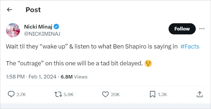 Nicki Minaj's tweet