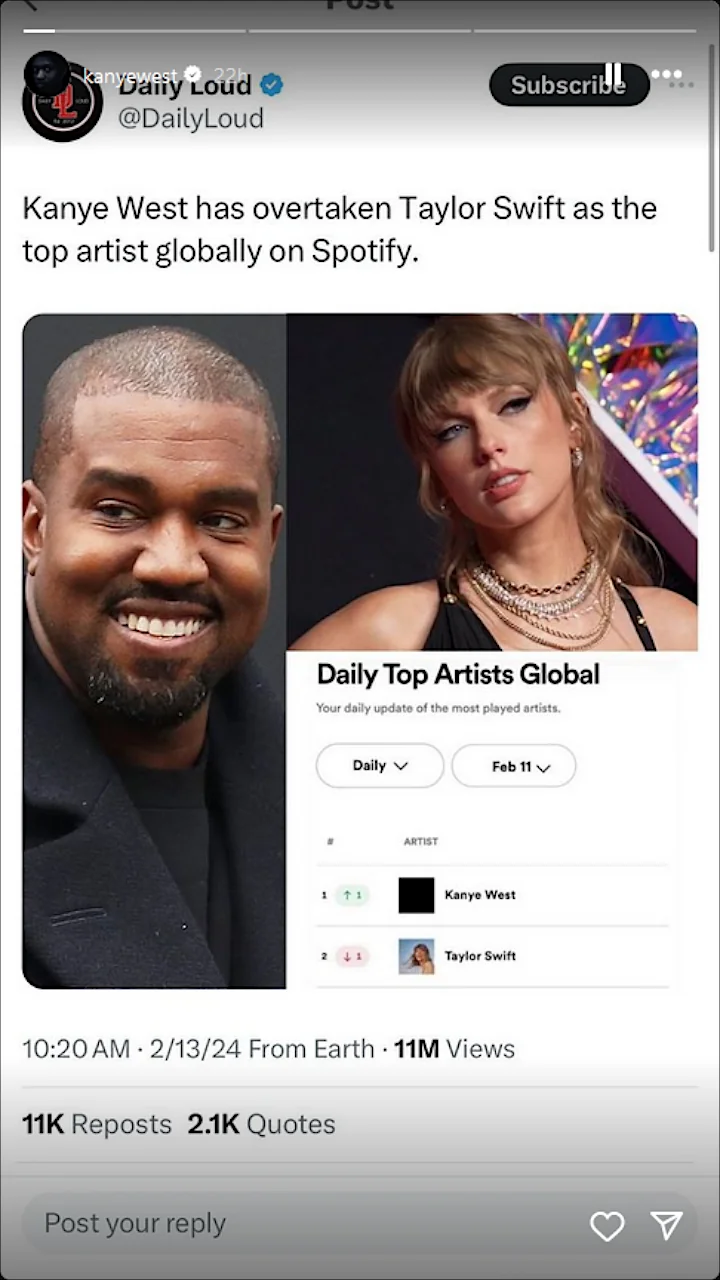 Kanye West's Instagram Story