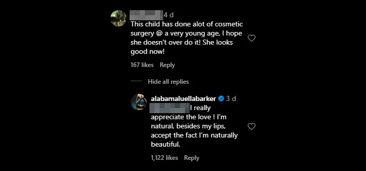 Alabama Barker Statement