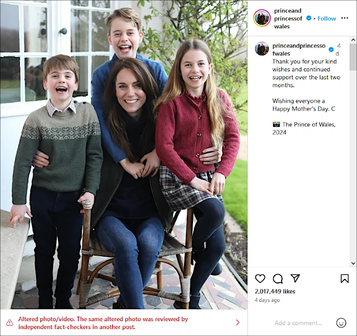 Kate Middleton's Instagram post
