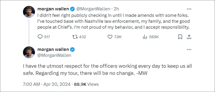 Morgan Wallen's X posts