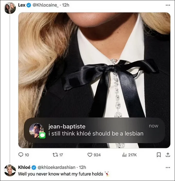 Khloe Kardashian responds to same-sex relationship comment