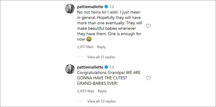 Justin Bieber's mom's IG Comments