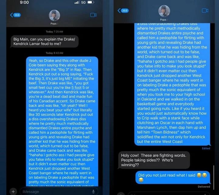 Tom Hanks' hilarious text exchange with son Chet about Drake and Kendrick Lamar feud