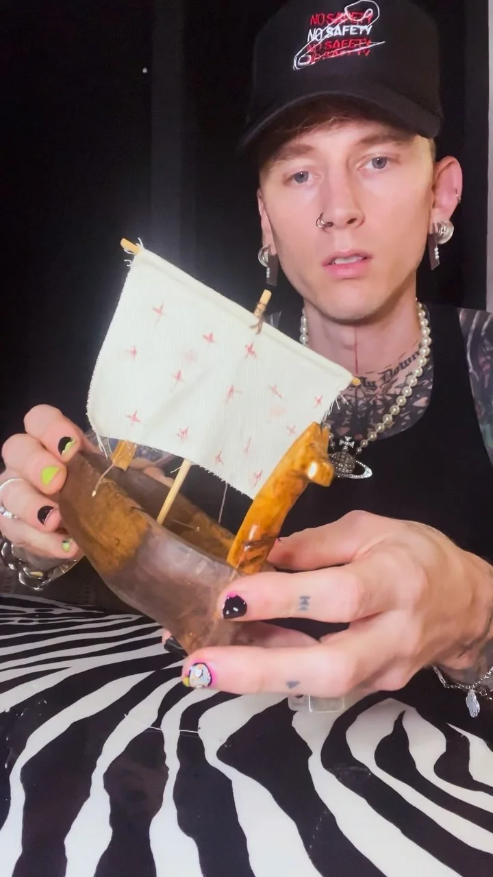 Machine Gun kelly shows off his heartfelt woodcarving project
