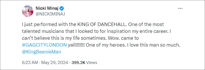 Nicki Minaj Tweet