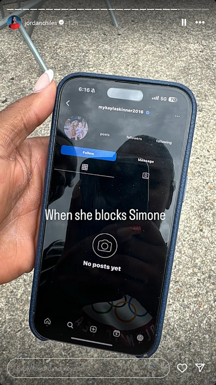 Jordan Chiles' IG Story