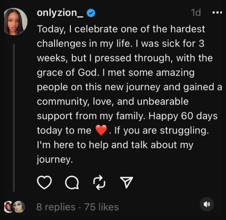 Zion Barrino shares her couragous journey