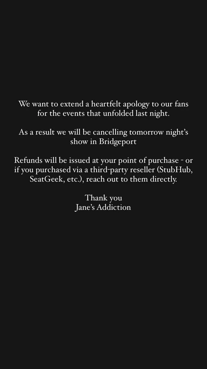 Jane's Addiction apologizes for Boston fight